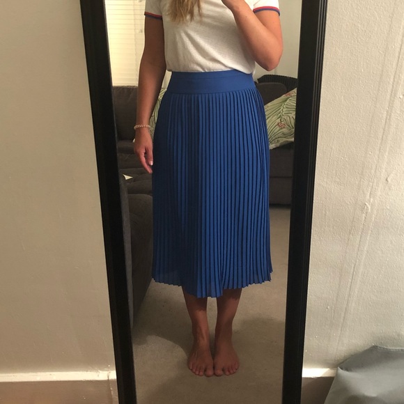 J Crew Factory Pleated Midi Skirt 